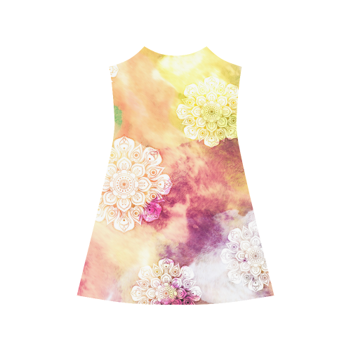 Watercolor LOTUS MANDALA Pattern - grunge style Alcestis Slip Dress (Model D05)