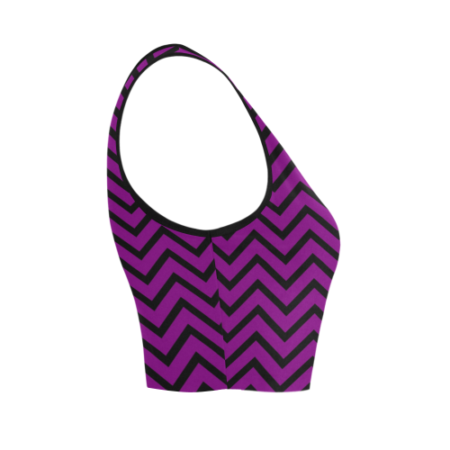 Black and Purple Chevron Women's Crop Top (Model T42)