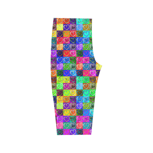 Lovely Hearts Mosaic Pattern - Grunge Colored Hestia Cropped Leggings (Model L03)