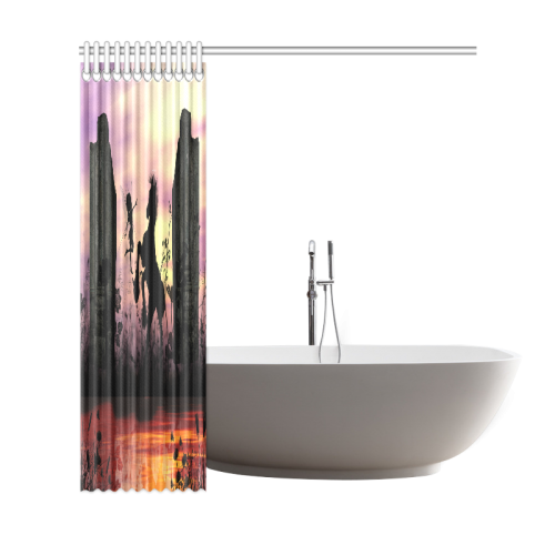 Wonderful fairy with foal in the sunset Shower Curtain 69"x72"