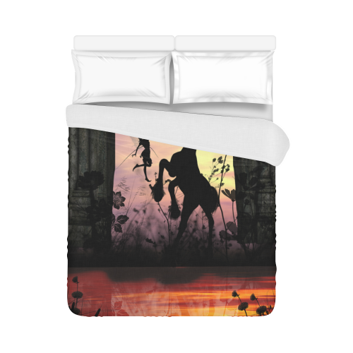 Wonderful fairy with foal in the sunset Duvet Cover 86"x70" ( All-over-print)
