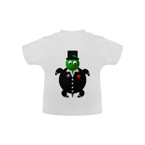 Cute Critters With Heart: Turtle in a Tuxedo - White Baby Classic T-Shirt (Model T30)