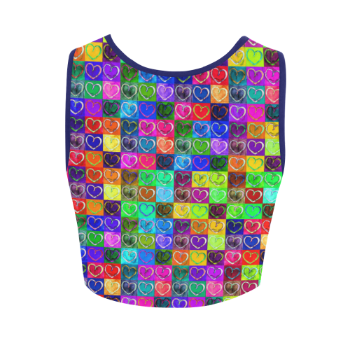 Lovely Hearts Mosaic Pattern - Grunge Colored Women's Crop Top (Model T42)