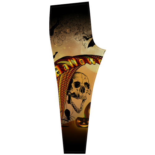 Funny halloween design with skull and pumpkin Cassandra Women's Leggings (Model L01)
