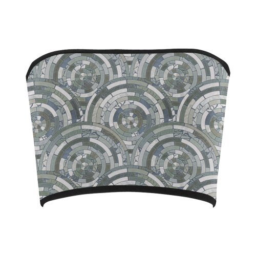 Stones Round Mosaic Pattern - grey Bandeau Top