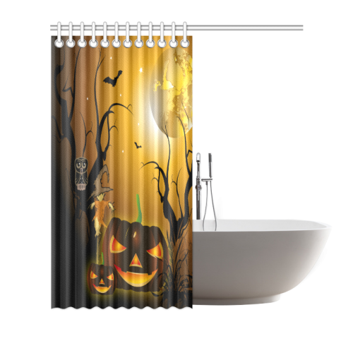 Halloween, Funny scarecrow with punpkin Shower Curtain 66"x72"