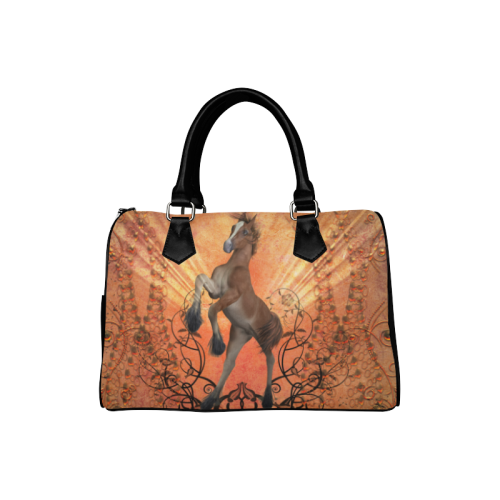 Awesome, cute foal with floral elements Boston Handbag (Model 1621)