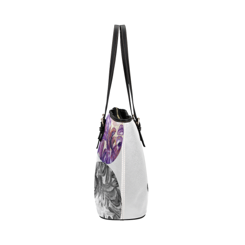 Purple Leaves-Reflections Leather Tote Bag/Small (Model 1651)