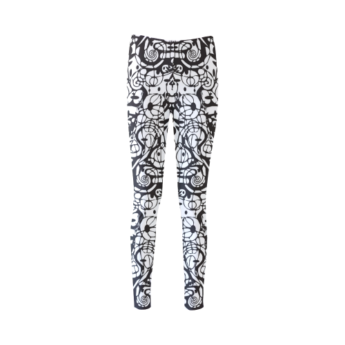 Crazy Spiral Shapes Pattern - Black White Cassandra Women's Leggings (Model L01)