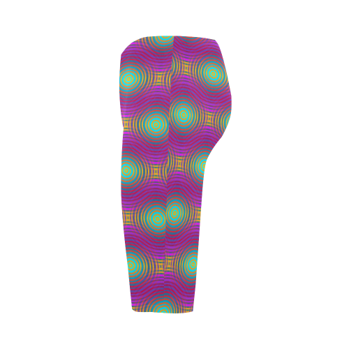 NEON colored TARGET STRIPES pattern Hestia Cropped Leggings (Model L03)
