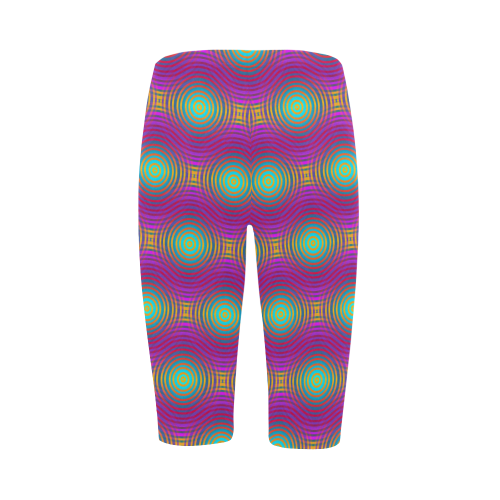 NEON colored TARGET STRIPES pattern Hestia Cropped Leggings (Model L03)