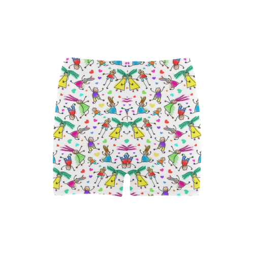 Multicolored HAPPY PEOPLE Line Drawing Briseis Skinny Shorts (Model L04)