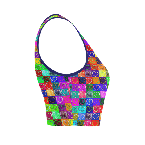 Lovely Hearts Mosaic Pattern - Grunge Colored Women's Crop Top (Model T42)