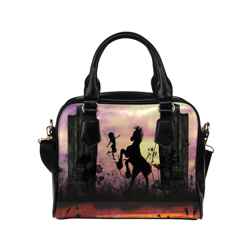 Wonderful fairy with foal in the sunset Shoulder Handbag (Model 1634)