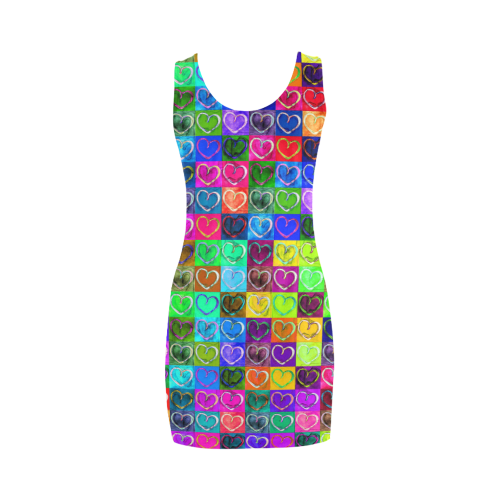 Lovely Hearts Mosaic Pattern - Grunge Colored Medea Vest Dress (Model D06)