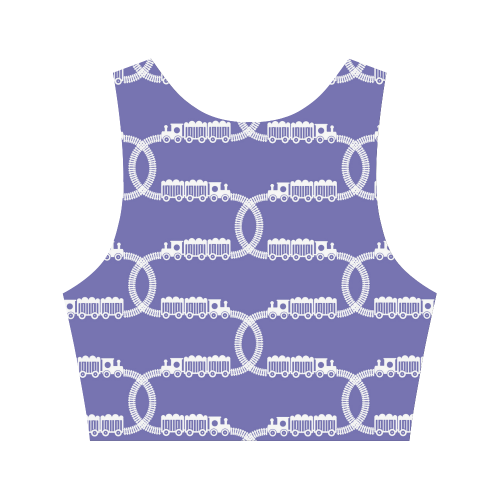 Train Tracks Pattern Women's Crop Top (Model T42)