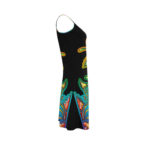 Art Deco Grunge Flower Ornaments Alcestis Slip Dress (Model D05)