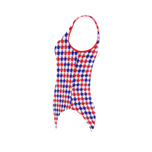 Patriotic Houndstooth Checks by ArtformDesigns Vest One Piece Swimsuit (Model S04)