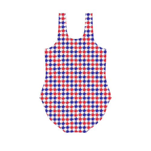 Patriotic Houndstooth Checks by ArtformDesigns Vest One Piece Swimsuit (Model S04)