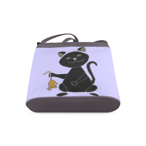 Funny Black Cat with Mouse Cartoon Crossbody Bags (Model 1613)