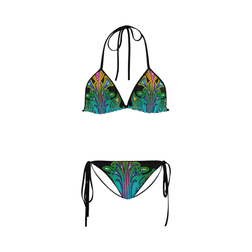 Art Deco Grunge Flower Ornaments Custom Bikini Swimsuit