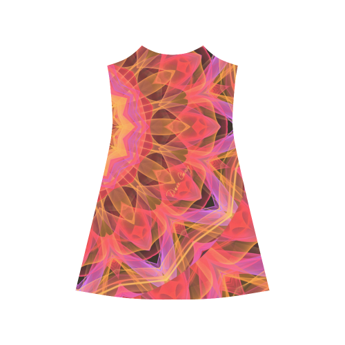 Abstract Peach Violet Mandala Ribbon Candy Lace Alcestis Slip Dress (Model D05)