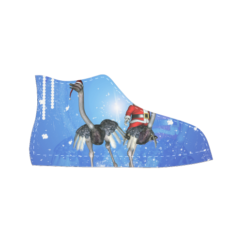 Funny ostrich with Santa Claus Men’s Classic High Top Canvas Shoes /Large Size (Model 017)