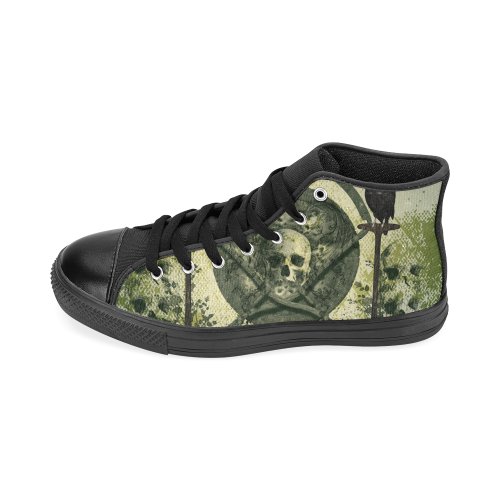 skullcrows11 Men’s Classic High Top Canvas Shoes /Large Size (Model 017)