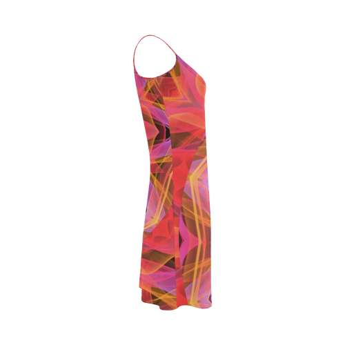 Abstract Peach Violet Mandala Ribbon Candy Lace Alcestis Slip Dress (Model D05)