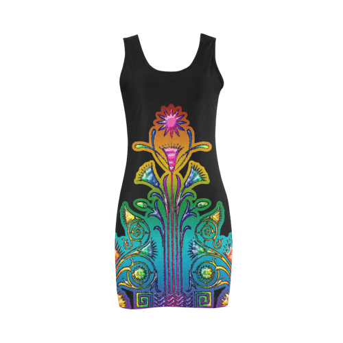 Art Deco Grunge Flower Ornaments Medea Vest Dress (Model D06)