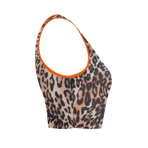 Leopard Print Women's Crop Top (Model T42)