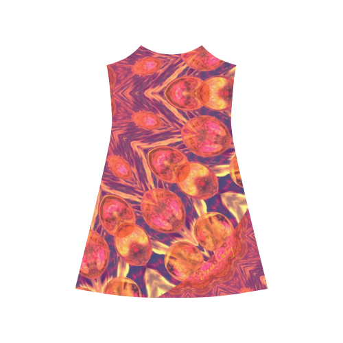 Sunburst, Abstract Peach Cream Orange Star Quilt Alcestis Slip Dress (Model D05)