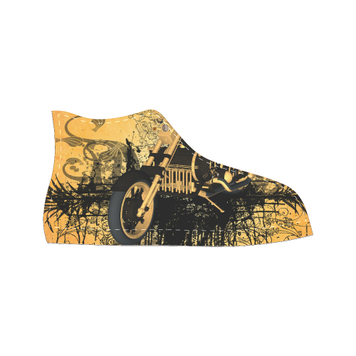 Steampunk, awesome motorcycle with floral elements Men’s Classic High Top Canvas Shoes /Large Size (Model 017)