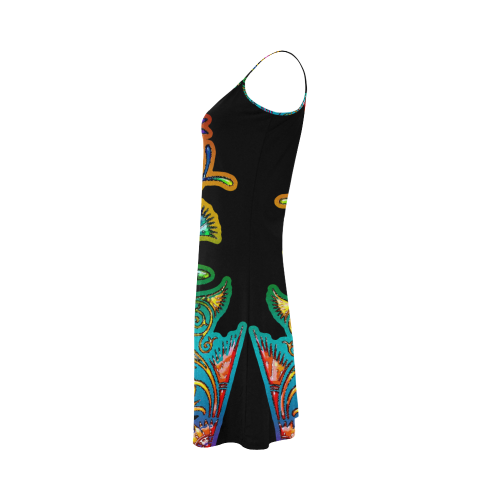 Art Deco Grunge Flower Ornaments Alcestis Slip Dress (Model D05)