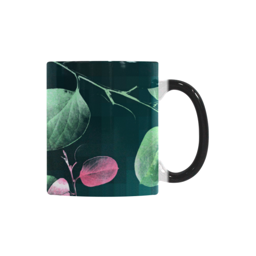 Modern Green and Pink Leaves Custom Morphing Mug