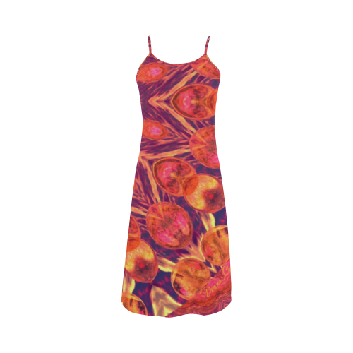 Sunburst, Abstract Peach Cream Orange Star Quilt Alcestis Slip Dress (Model D05)