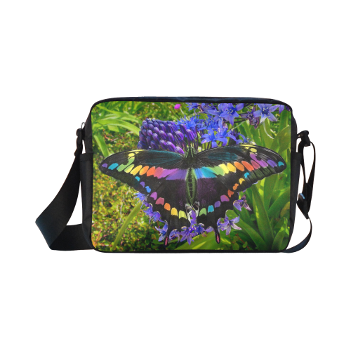 Rainbow Butterfly by Martina Webster Classic Cross-body Nylon Bags (Model 1632)