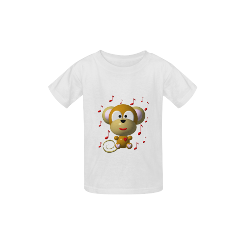 Cute Critters With Heart: Musical Monkey - White Kid's  Classic T-shirt (Model T22)