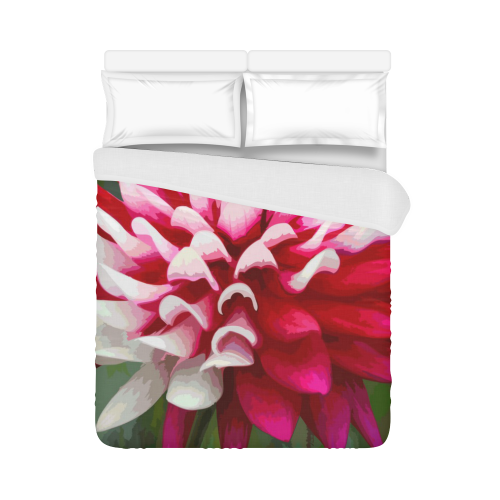 Red White Dahlia Floral Duvet Cover 86"x70" ( Alloverprint) ID D594947