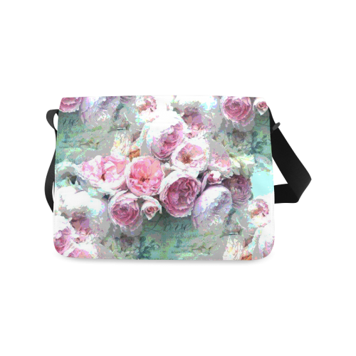 Pink Flowers Messenger Bag (Model 1628)