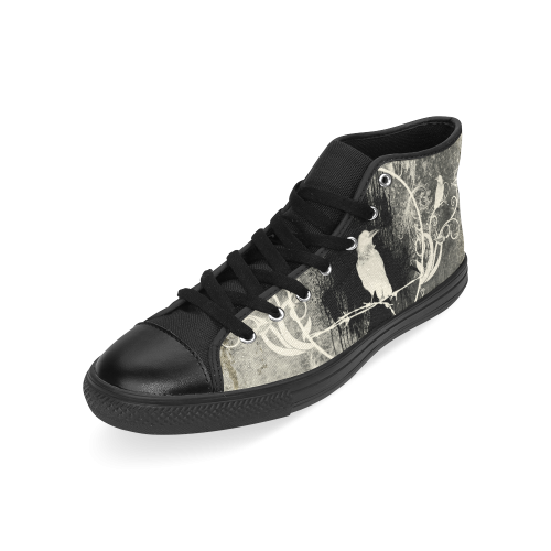 The crow with flowers, vintage design Men’s Classic High Top Canvas Shoes /Large Size (Model 017)