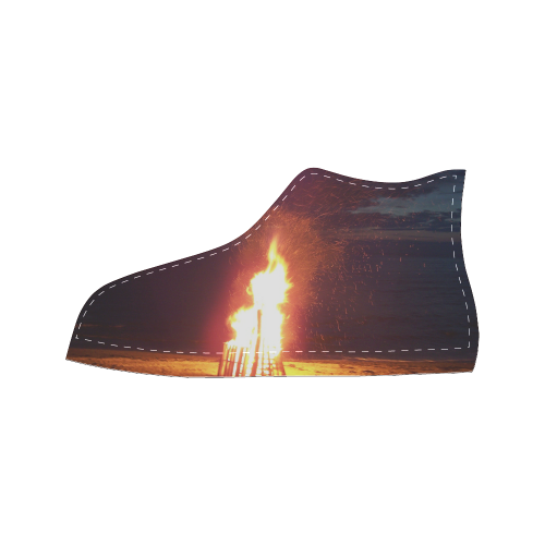 Beach Bonfire Blazing Women's Classic High Top Canvas Shoes (Model 017)