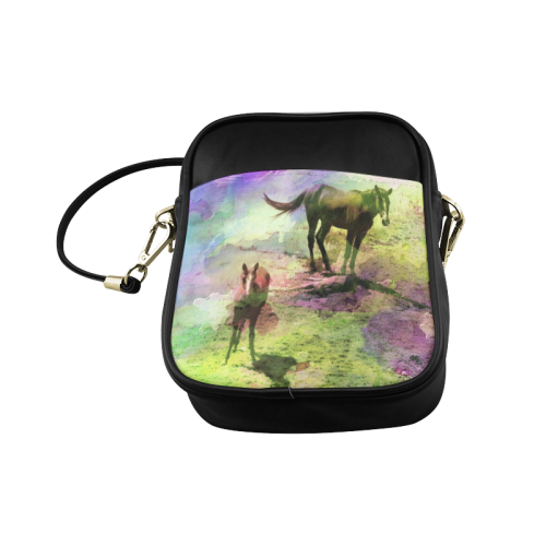 watercolor horses by Martina Webster Sling Bag (Model 1627)