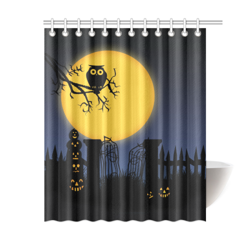 Happy Halloween with  a owl in the night Shower Curtain 60"x72"