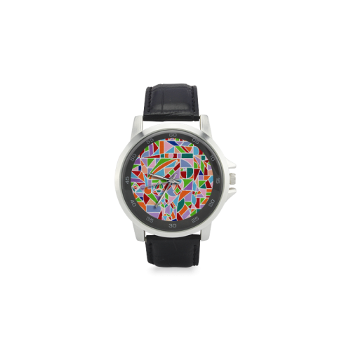 Sacred Geometry Unisex Stainless Steel Leather Strap Watch(Model 202)