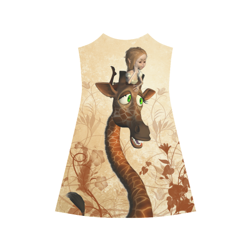 Funny, cute giraffe with fairy Alcestis Slip Dress (Model D05)
