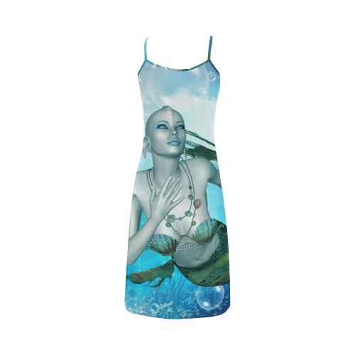 Wonderful mermaid in blue colors Alcestis Slip Dress (Model D05)