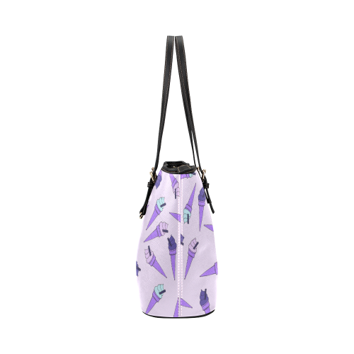 Purple Ice Cream Fun Leather Tote Bag/Small (Model 1651)