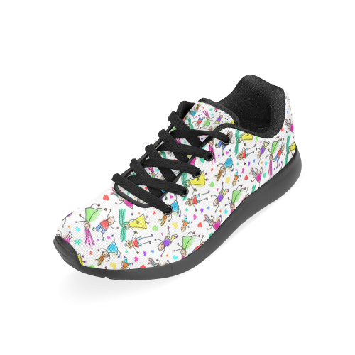 Multicolored HAPPY PEOPLE Line Drawing Women’s Running Shoes (Model 020)