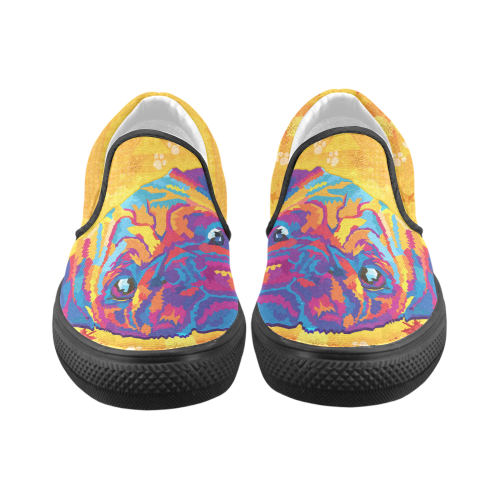 pop art pug Men's Unusual Slip-on Canvas Shoes (Model 019)